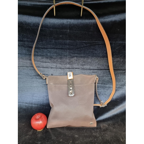 126 - A beautiful La Bagagerie nylon shoulder bag. With leather trim, turnlock closure, inside zipper and ... 