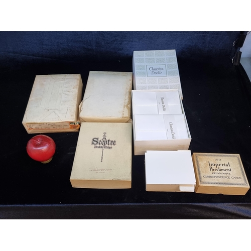 165 - A selection of vintage correspondence cards and Imperial paper. Including a box of Churston Deckle e... 