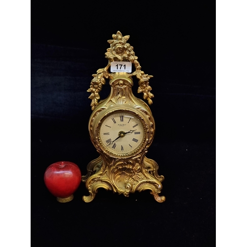 171 - A fabulous lovely quality Robert Grant brass mantle clock in a Rococo stye case. With a roman numera... 