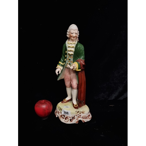 208 - A large antique Italian porcelain figure of an 18th century gentleman.