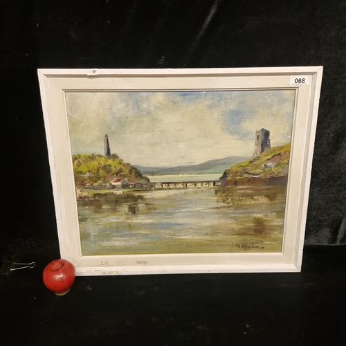 68 - An original oil on board painting by artist Ni Alluráin dating to 1970. Shows a waterside landscape ... 