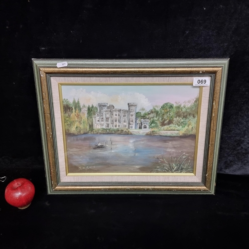 69 - An original J.M. Bardon oil on board painting. Depicts Johnstown Castle county Wexford, nicely obser... 
