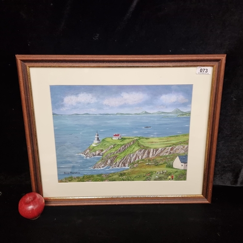 73 - An original Sally Maxwell oil on board painting. A sweeping Atlantic coastal landscape rendered in a... 