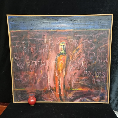 80 - Star Lot : A large striking original oil on canvas painting dating to 1988 showing a brooding scene ... 