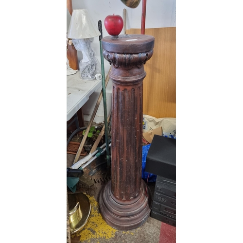 856 - A large and exceptionally heavy  stone pillar. A large reeded column example with hole to top for mo... 