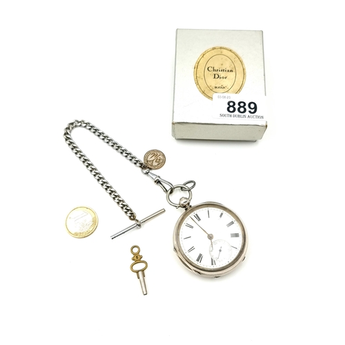 889 - Star lot : A fine example of an antique sterling silver cased pocket watch. Hallmarked London, circa... 