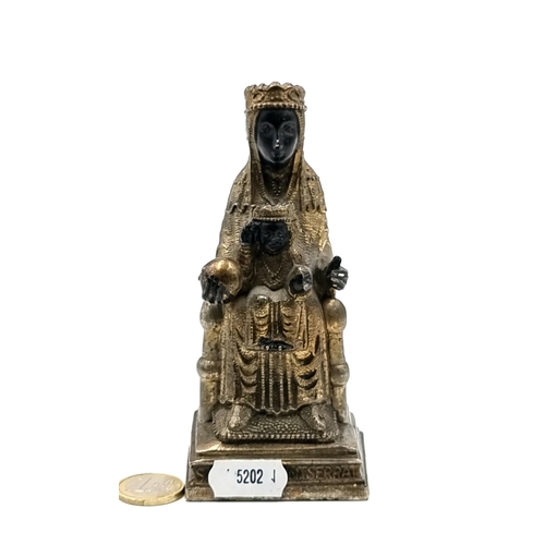 911 - A very unusual heavy religious icon figure of the Virgin of Monsterret, featuring mother and child a... 