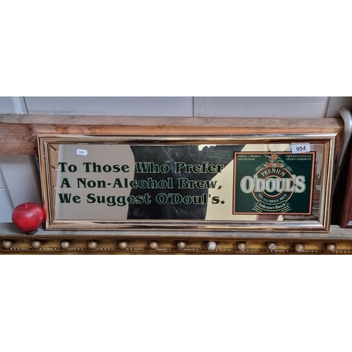 954 - An original advertising mirror for O'Doul's Non Alcoholic Beer. Housed in a metallic frame. H25cm x ... 