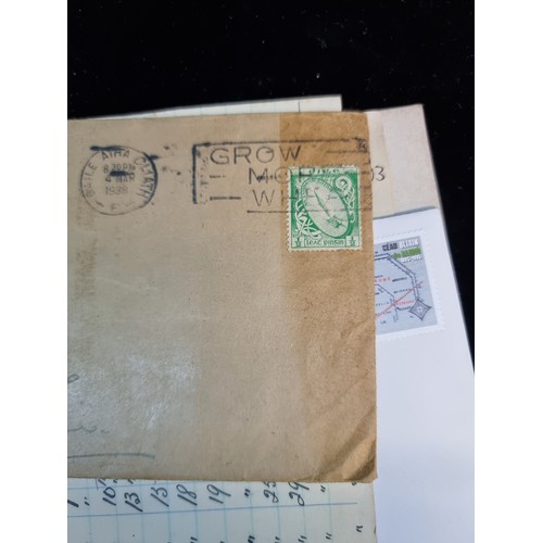166 - A box of mixed ephemera. Including Irish correspondence with early postage stamps and other Irish in... 