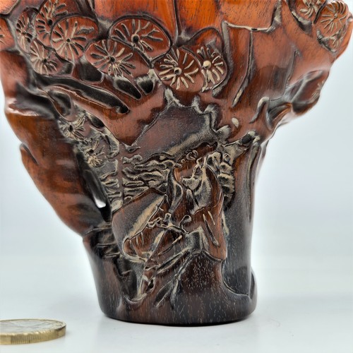 1 - Star Lot: A magnificent antique Chinese libation cup. This example features conical shape with a spo... 