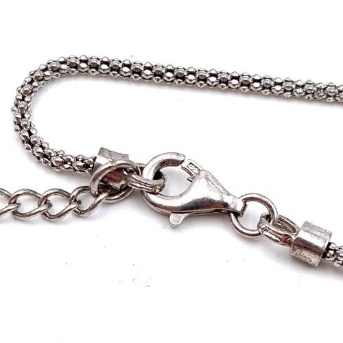 47 - A very stylish bright gem stone tassel style sterling silver necklace. Length: 44cm.
