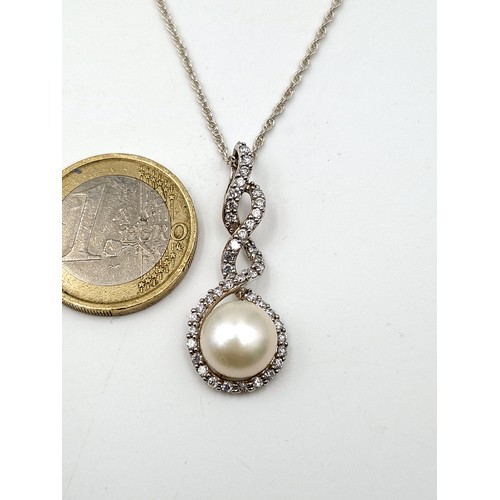 904 - A collection of items, including a pearl gem set drop pendant necklace. Length: 42cm. Together with ... 