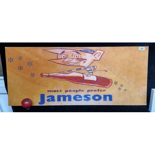 105 - A printed metal advertisement sign for Jameson Whiskey.