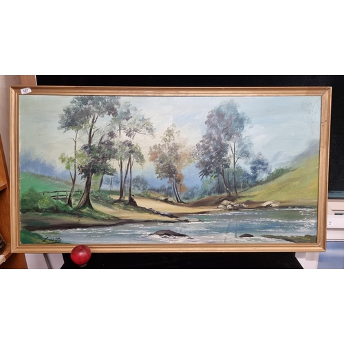 107 - Star Lot : An L.W. Mee large original oil on board painting. Lovely use of dry brushstrokes on folia... 