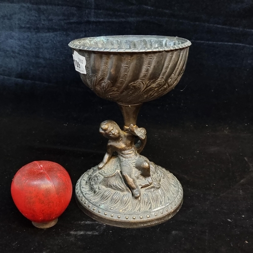 109 - A wonderful  antique heavy cherub angel bowl with beautiful intricate detail throughout. H21cm.