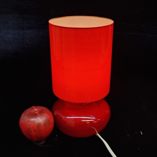 116 - A fantastic retro Lykta mushroom table lamp in a beautiful shade of red. Complete with three pin plu... 