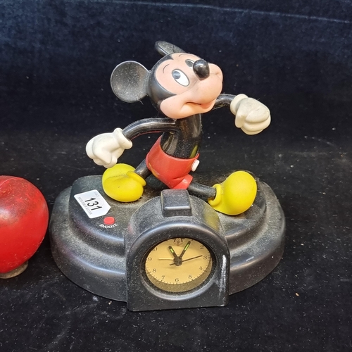 131 - A super fun retro Mickey Mouse battery operated alarm clock.