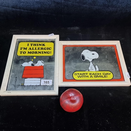 165 - Two vintage Schulz mirrors featuring the Snoopy Dog character of Peanuts comic strip. Including one ... 