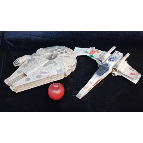 208 - Two 1995 Star War vehicles . Including a Lewis Galoob Lucas Films Millennium Falcon model ship and a... 