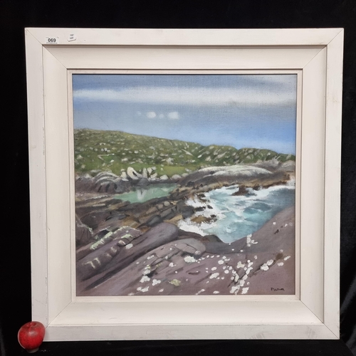 69 - Star Lot: A large original Dana Winder oil on linen canvas painting showing an Irish seascape with l... 