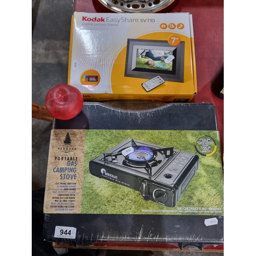 944 - Two brand new items including a Redwood portable gas camping stove in original carry case. Along wit... 