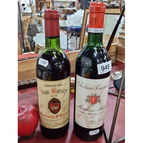 945 - Two sealed red wine bottles with a 73cl 1976 Chateau Tour Musset Montagne St. Emilion and a 75cl 198... 