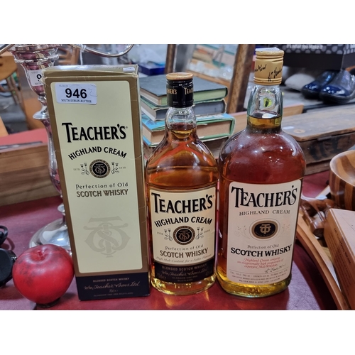 946 - Two sealed bottles of Teacher's Highland Cream Scotch Whisky. With a 114cl example and a 70cl exampl... 