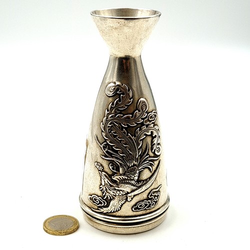 2 - A very cool heavy vintage traditional Japanese Sake drinking vessel, made from polished metal and fe... 