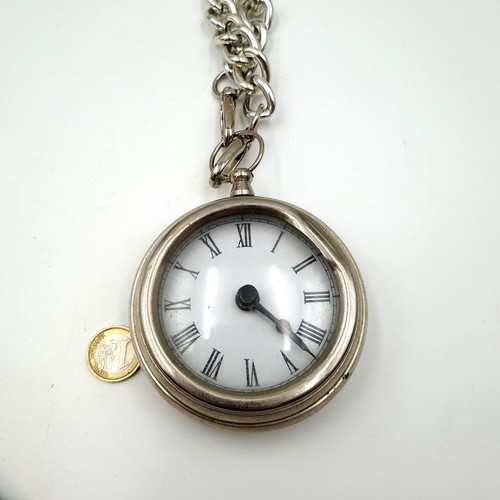 46 - A unusual contemporary Goliath pocket watch, this huge example features a Roman numeral dial and a e... 