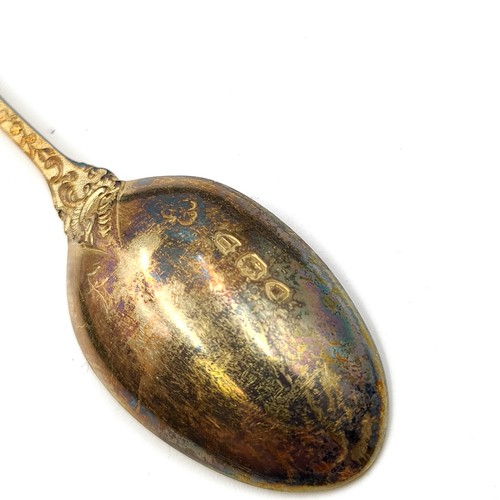59 - A fabulous set of antique hallmarked silver gilt teaspoon and sugar thongs, each featuring beautiful... 
