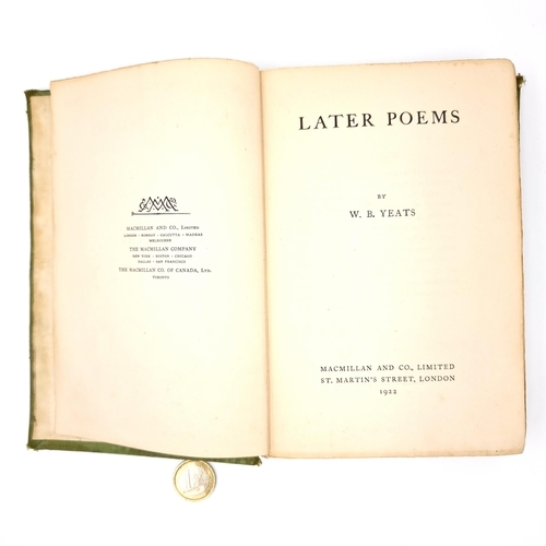 54 - A cloth bound book of poems, mainly by the acclaimed poet W.B Yeats. These poems are dated from 1899... 