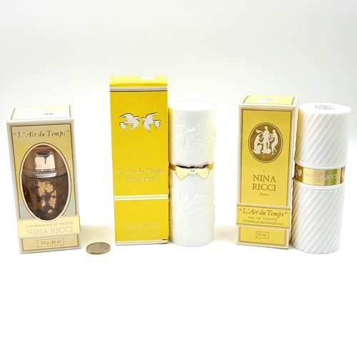 612 - Three Nina Ricci items, consisting of three L'Air du Temps atomiseur eau de perfum (48ml), together ... 