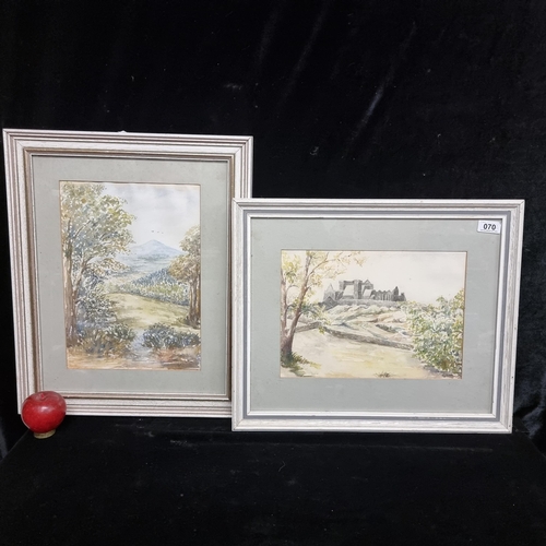 70 - A fabulous pair of vintage original Nellie O'Brien watercolour on paper landscape paintings. Delicat... 