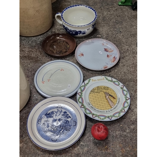 902 - Four vintage stoneware plates by makers such as Denby, Arklow, Jackson Pottery and Glencormac. Along... 