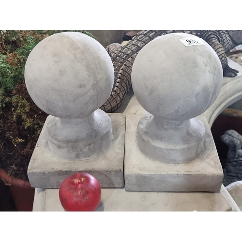 986 - A pair of poured smooth concrete pier caps. Great spherical examples on square bases. Can be left as... 