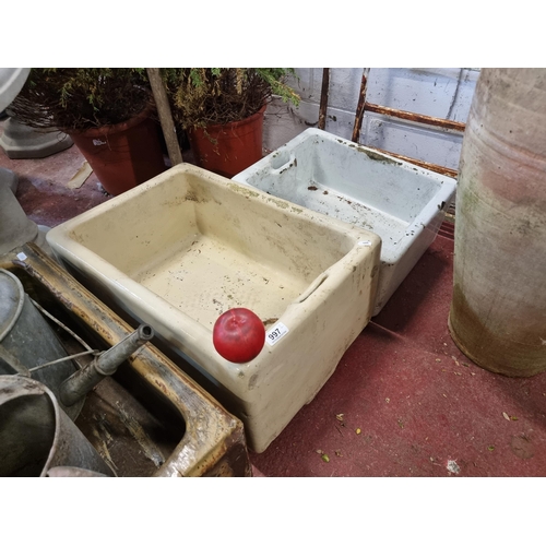 997 - Star Lot - Two large vintage ceramic Belfast sinks. Both including overspill hole. Dimensions are H2... 