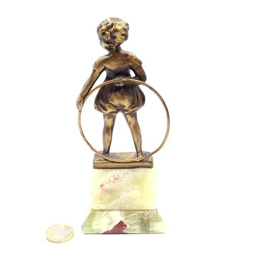 40 - Star Lot ; A fabulous original period Art Deco bronze figure, depicting a girl with a hoop after F. ... 