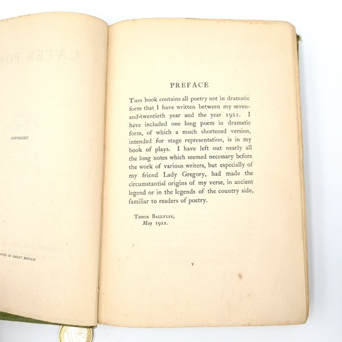 54 - A cloth bound book of poems, mainly by the acclaimed poet W.B Yeats. These poems are dated from 1899... 