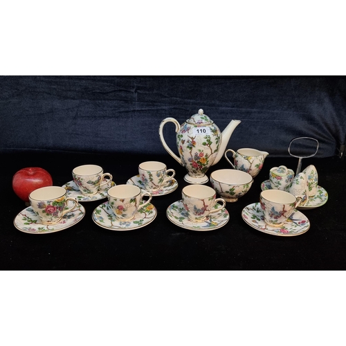 110 - A beautiful nineteen piece tea set from Arklow Pottery. Consisting of a teapot, teacups, saucers, cr... 