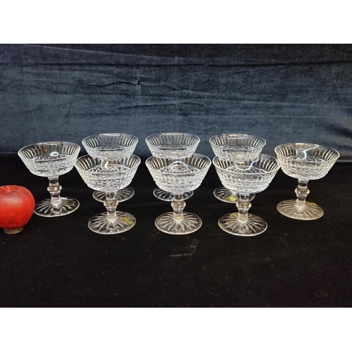 139 - Star Lot : A super set of eight large vintage   Waterford Crystal champagne saucers in the Tramore p... 