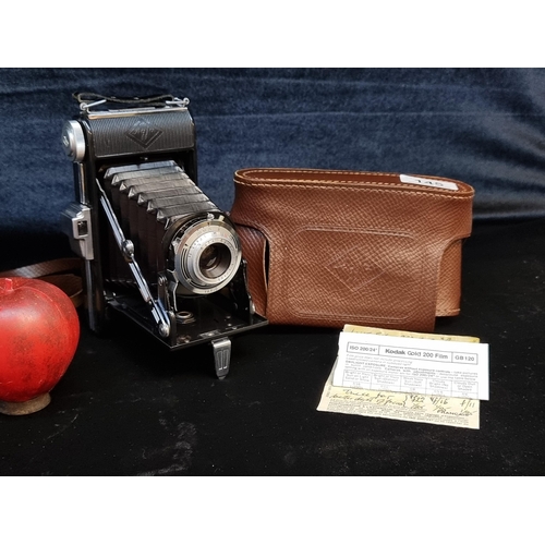 145 - A vintage German Agfa Billy  folding film camera. With original leather carry case.