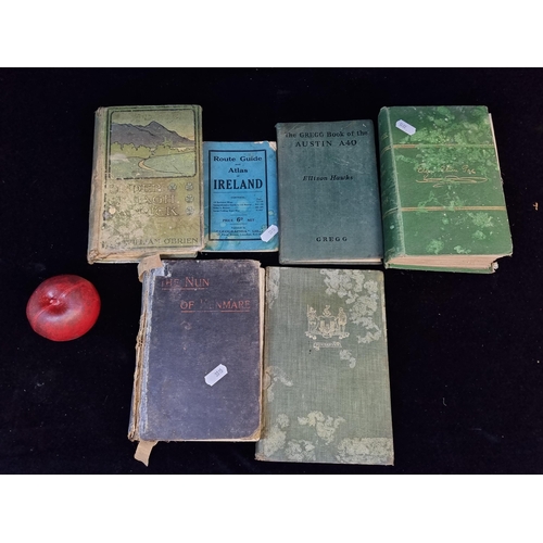 185 - Six antique and vintage books including a 1889 'The Nun of Kenmare', a 1904 'Under Croagh Patrick', ... 