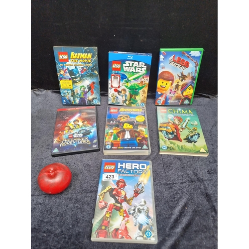 423 - Seven Lego themed DVDs. Including ''The Lego Movie'', ''The Adventures of Clutch Powers'', ''Lego: L... 