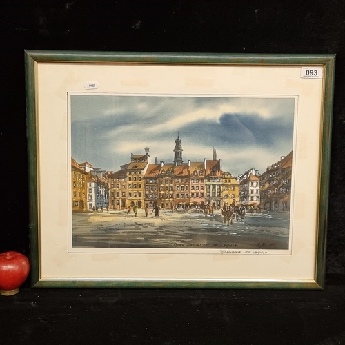 93 - An original Polish watercolour and ink on paper painting dating to 1991, featuring an urban landscap... 