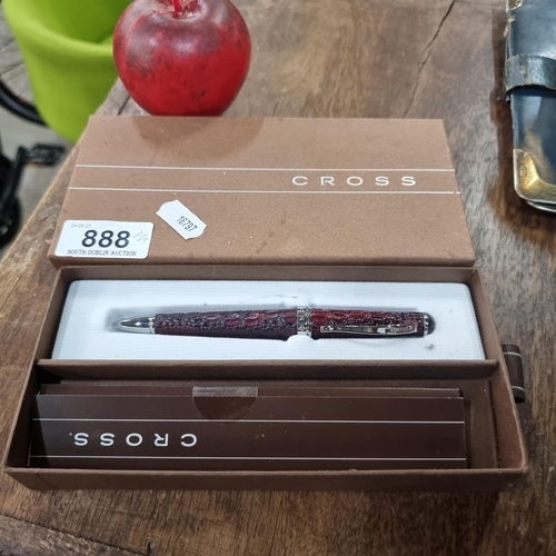 888 - An elegant Cross Torero Bordeaux ballpoint pen with a crocodile leather effect design. With a twist-... 