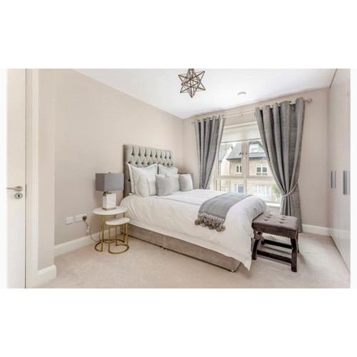 982 - Star Lot from an unused guest bedroom, a lovey queenside bed in like new condition with a large velv... 