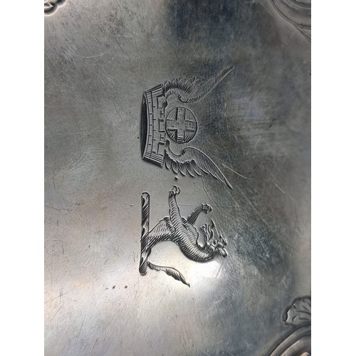 1 - Star Lot: A fine and fabulous heavy gauge  example of a Georgian raised Irish silver tray, set with ... 