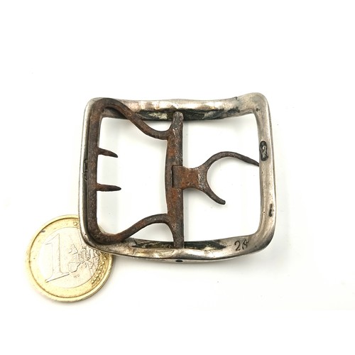 6 - A very interesting Georgian (possible) undated antique Irish silver belt buckle. Hallmarked Dublin, ... 