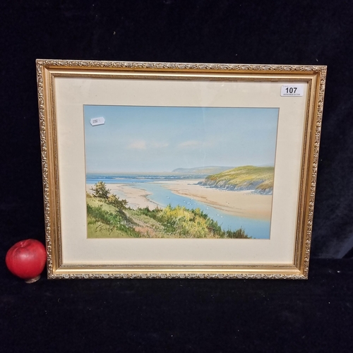 107 - An original gouache on paper painting of a costal landscape scene. Lovely opacity to the paintwork. ... 