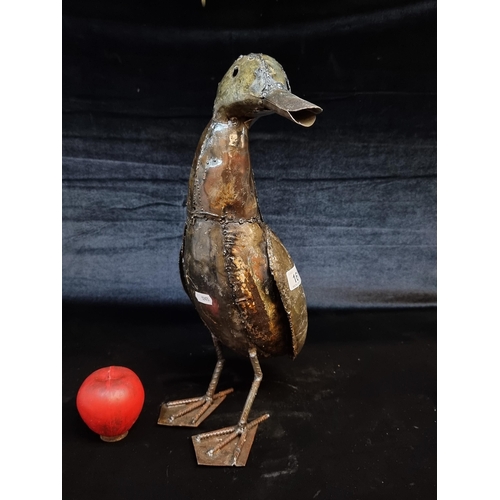 161 - A very cool looking duck figure crafted from soldered metal plates. Charismatic individual. H40cm